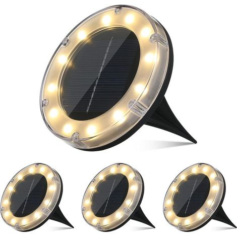 Solar-Bodenleuchten – 12 LEDs – IP68 wasserdicht – Für Wege, Gärten, Terrassen, Höfe und Rasenflächen – 4er-Pack (1/5)