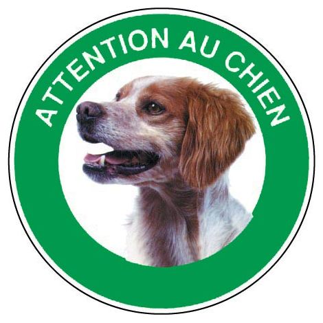Panneau Attention au chien Epagneul breton - Rigide Ø180mm - 4040516