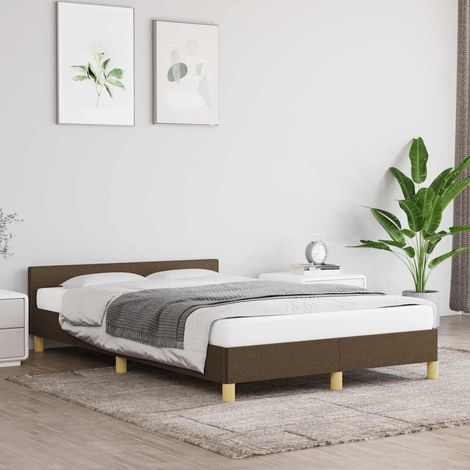 Cadre de lit sans matelas marron foncé 120x200 cm tissu (1/5)