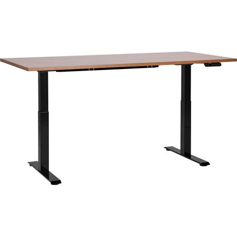 Scrivania regolabile in altezza elettricamente legno scuro e nero 160 x 72 cm DESTINES