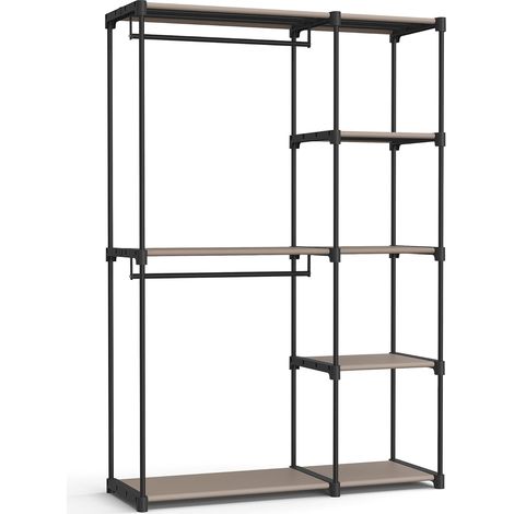 Songmics – Armoire de rangement pliable en tissu non-tissé – 2 tringles et étagères – Dimensions 43 x 124 x 182 cm – Couleur taupe