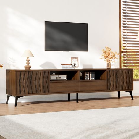 Meuble TV 180x35x45cm, meuble gain de place, design moderne et fonctionnel, pour chambre ou salon, effet noyer (1/5)