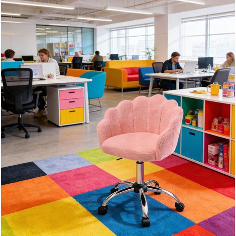 Sedia da ufficio moderna con schienale a fiore in tessuto rosa regolabile in altezza MODENUIT (1/4)