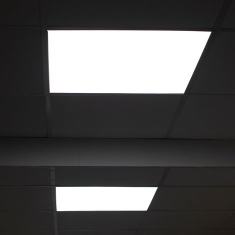 Deckenpanel Deckenlampe Deckenleuchte Einbaupanel Bürolampe, quadratisch flach Rahmen opal, 1x LED 18W 1100Lm warmweiß, LxBxH 29,9x29,9x5cm, 2er Set