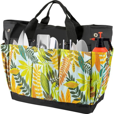 Esta bolsa para herramientas de jardinería está hecha de tela Oxford y cuenta con bolsillos y asas. Tiene gran capacidad, asas cómodas y es una práctica bolsa para herramientas.