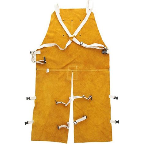 SEIWEI Tablier de soudage résistant à la chaleur avec poche à outils, pantalon de soudeur fendu, réglable, vêtements de protection pour atelier (1/5)