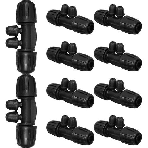 Raccords rapides pour tuyau d'irrigation goutte à goutte, 4 voies, lot de 50, noir (1/5)