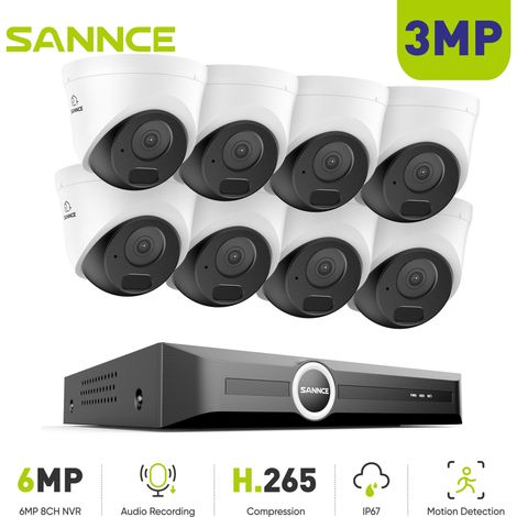 SANNCE Sistema de cámaras de red IR para exteriores 2K de 8 canales con reproducción inteligente y visión nocturna (1/5)