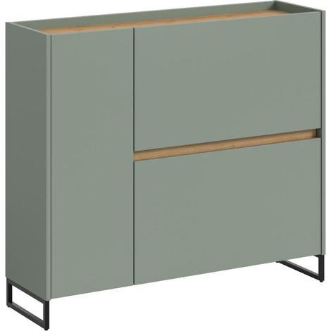 Drive meuble à chaussures 1 porte, 2 portes battantes décor sauge. (1/5)