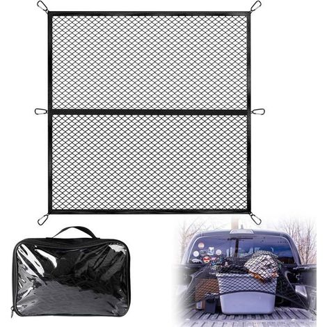 Filet de Chargement Très Élastique, Simple Organiseur en Maille pour Lit de Camion, 1,2 x 1,2 m, Extensible Jusqu'à 2,1 x 2,1 m (1/4)