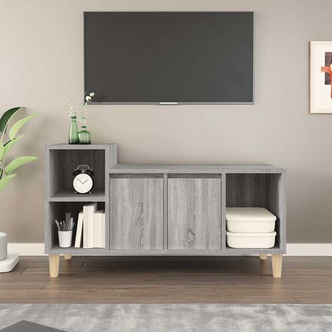 vidaXL TV Cabinet Grey Sonoma 100x35x55 cm Engineered Wood (1/5)