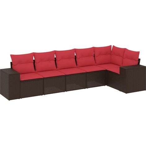 Maison Exclusive - Set Divani da Giardino 6 pz con Cuscini Marrone in Polyrattan