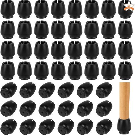 Protection Pied de Chaise, 50Pcs Protege Pied de Chaise, Pieds de Meubles avec Feutre, 12-16 mm Bouchon Pied de Chaise, Patin Chaise pour Protéger Le Sol des Rayures et du Bruit(Noir) (1/5)