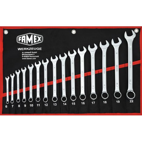 FAMEX 10349-15 Jeu de clés mixtes avec poche - 15 pcs (1/2)