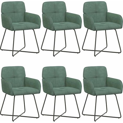 Maison Exclusive - Sedie da pranzo 6 pz Velluto Verde Mare 59 x 56,5 x 86 cm (1/5)