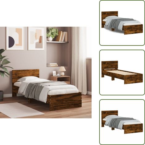 The Living Store Bettgestell mit Kopfteil Räuchereiche 75x190 cm Holzwerkstoff - Kopfteil