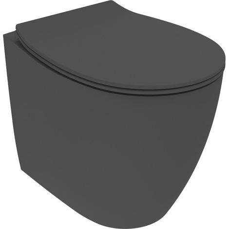 Vaso con installazione a terra in colore nero opaco lungo 52 cm con copri WC SoftClose Ercos Kite KITBCKTEKVASO