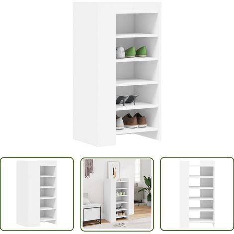 The Living Store Schuhschrank Weiß 52x37,5x100 cm Holzwerkstoff - Schuhschrank - Holzwerkstoffmöbel - Garderobe - Schrank - Aufbewahrungsbox (1/5)