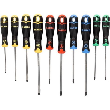 Bahco BahcoFit 10-Piece Coloured Handle Screwdriver Set (SL/PH/PZ/TX)