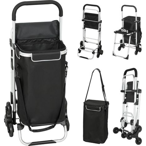 Chariot de courses pliable à 3 roues avec siège, sac Oxford 40 L étanche, poignée réglable, cadre en aluminium, pour escaliers et petits trajets  CHICFURN (1/5)