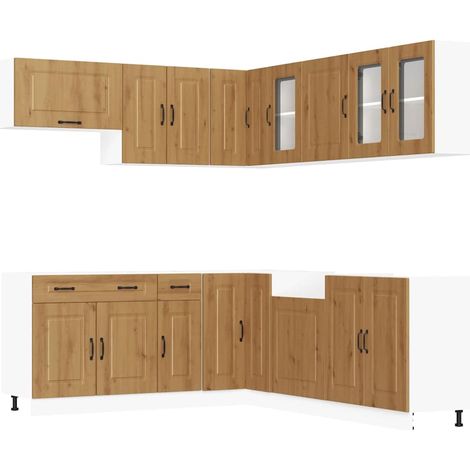 Maison Exclusive - Set Mobili da Cucina 11 pz Kalmar Rovere Artigianale Truciolato (1/5)