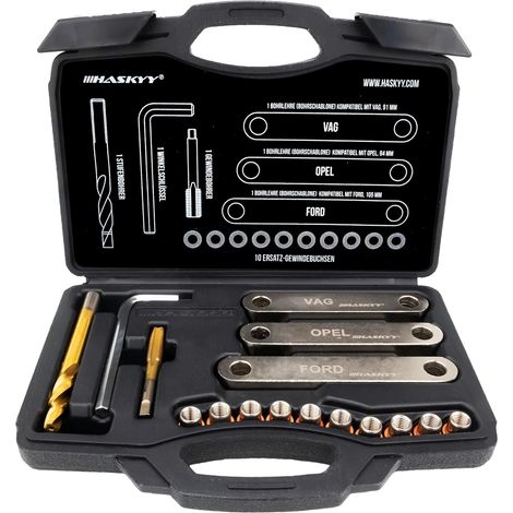 HASKYY Brake Thread Repair Kit 16pcs Guide Bolt Thread M9 x 1.25 I Compatible with VAG VW Opel Ford Audi (1/5)