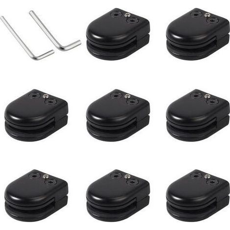 Lot de 8 pinces à verre en acier inoxydable 304 - support solide pour verre 8-10 mm - finition polie - installation facile - noir (1/5)
