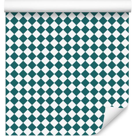 Carta da parati con motivo geometrico a rombi turchese, bianco e grigio chiaro 50x1000 cm (1/5)