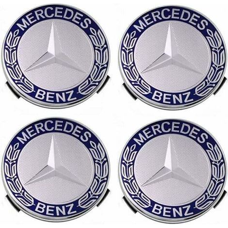 Lot de 4 cache-moyeux compatibles avec Mercedes Benz 75 mm - Bleu,TRIMEC (1/4)