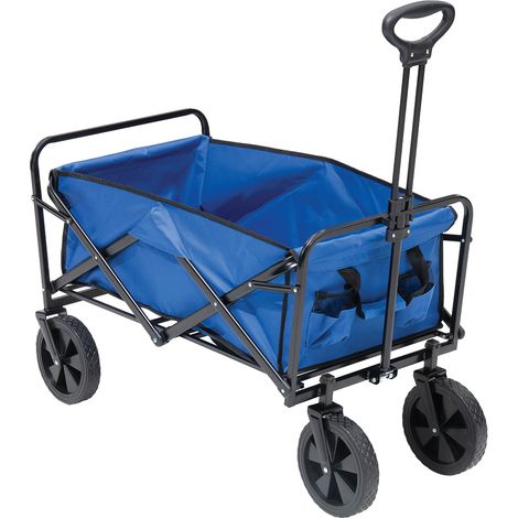 Carrello Blu in Tessuto Oxford con Telaio Acciaio e Ruote Carrellino Pieghevole (1/4)