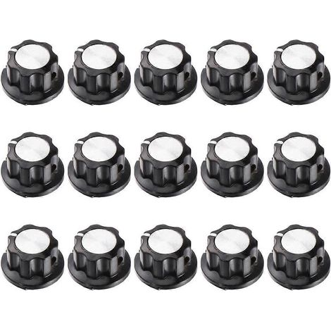 Kit de 15 boutons de potentiomètre rotatifs avec capuchons et axe moleté en bakélite, compatible avec les trous de 6 mm (MF-A01, WH118, WX050).-1.8X1.5cm-Black