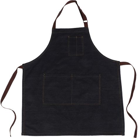 Tablier de Travail Denim Unisex avec Poches pour Restaurant Café Peinture (Noir) (1/5)