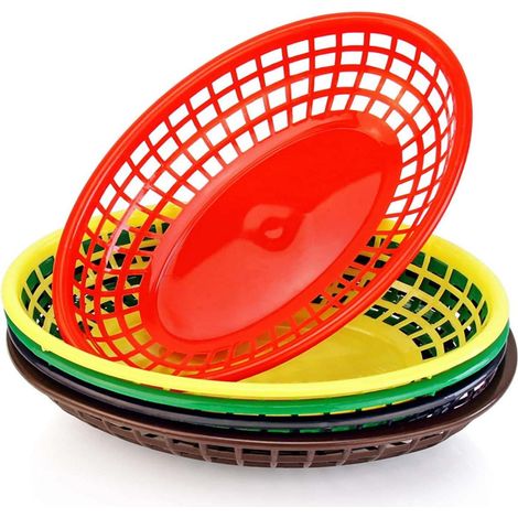 Panier Alimentaire Ovale - Polypropylène - Pour Frites Sandwichs Ailés - Réfrigérateur Bureau Atelier - Lot de 6 (1/5)