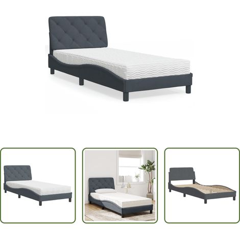 vidaXL Matratze mit Schaumstoff -  Bett mit Matratze Dunkelgrau 90x190 cm Samt (1/5)