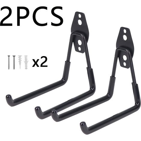 Lot de 2 Crochets Mural Métal Cœur Poli - Haute Charge - Idéal pour Bricoleurs Garage Atelier Outils M noir (1/4)