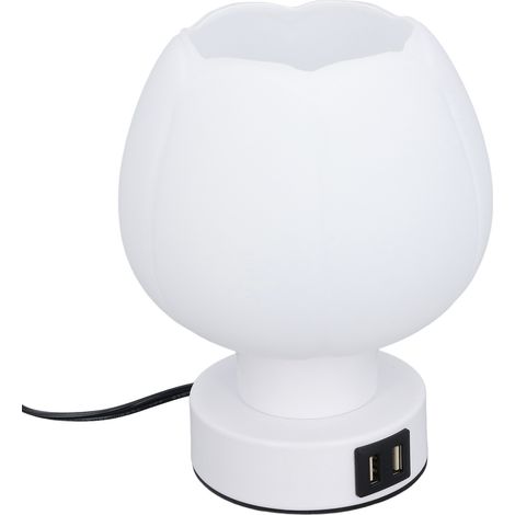Lampe table chevet commande tactile 3 niveaux lumière chaude 3000K douille E26 2 ports USB abat-jour verre chambre salon (1/5)