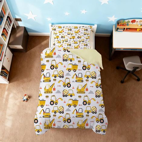 Parure de lit 90x190 Enfant, Truck Housse de Couette garçon, Housse de Couette 90x190 en Microfibre 1 Personne, Parure de Lit avec Taie d'oreiller 40x60cm (1/5)