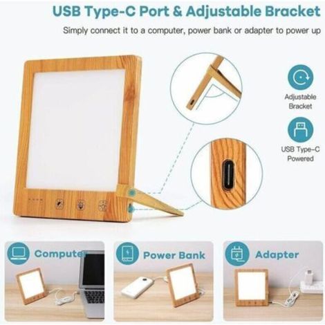 Lampe de luminothérapie 10000 Lux SAD Lampe LED, de lumière du pour le traitement efficace des troubles affectifs saisonniers avec fonction minuterie Contrôle tactile convient à la maison/