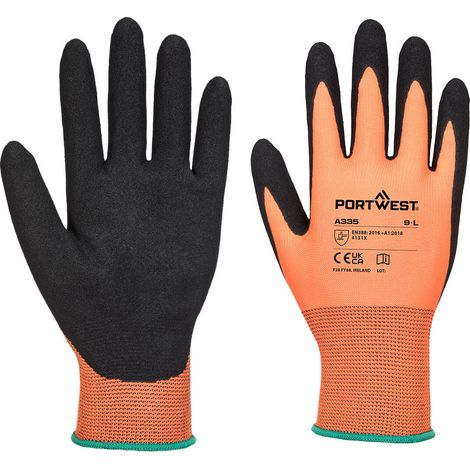 Guanto Dermi-grip NPR15 Nitrile Sabbiato Colore: Arancione/nero Taglia XS - Portwest (1/2)