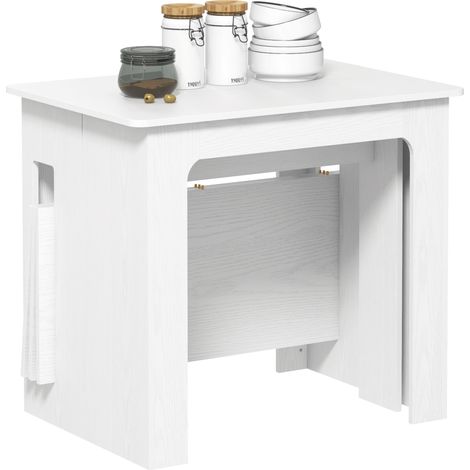 Table à manger pliante, table pliante cuisine extensible jusqu'à 6 personnes, pour petits espaces, salle à manger, blanc