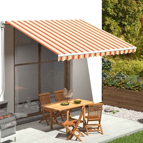 Tissu de remplacement pour auvent-Toile de rechange pour auvent Jaune et orange 4x3 m (1/5)