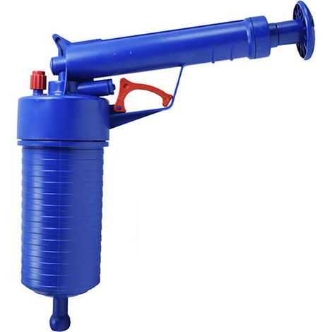 Déboucheur pneumatique bleu pour toilettes, déboucheur de canalisations pour évier, baignoire et siphon de sol. (1/5)