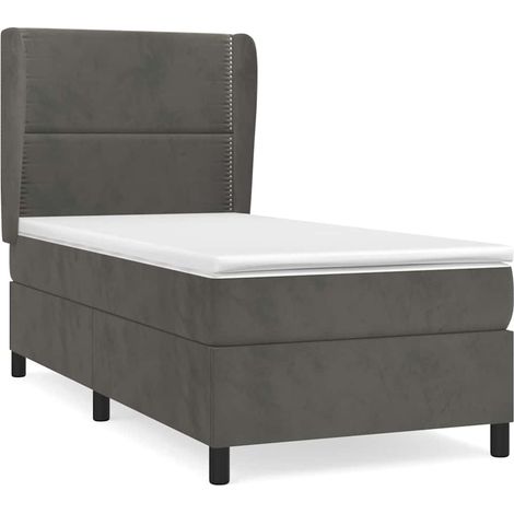 Maison Exclusive - Giroletto a Molle con Materasso Grigio Scuro 80x200 cm Velluto (1/5)