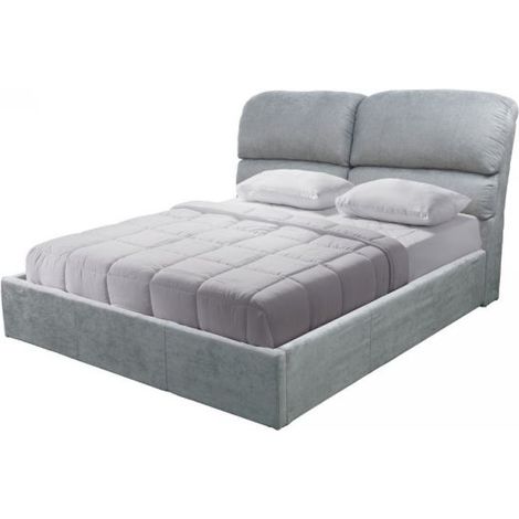 Letto matrimoniale contenitore Sofaback in tessuto grigio chiaro 178x222x120H