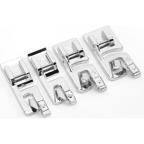 Pied presseur ourleur roulé 4 pièces en acier inoxydable pour tissus fins, idéal pour la confection de projets DIY (référence 7307). (1/5)