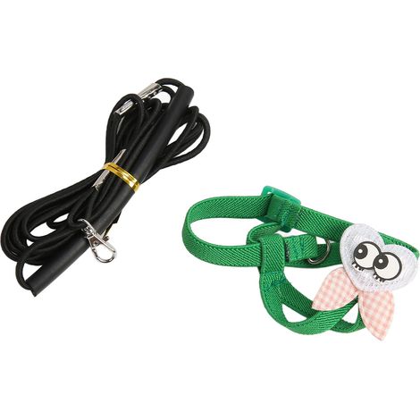 Harnais de vol pour perroquet avec laisse de 2 m de long, ceinture élastique ultra-légère et poignée en caoutchouc, pour perroquet de taille XS (25,5 cm), yeux verts. (1/5)