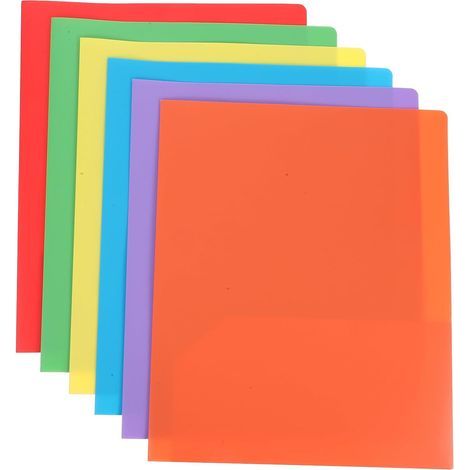 Set di 6 cartelle portadocumenti in PP formato A4 con 2 tasche e doppia chiusura, resistenti all'acqua, ideali per l'organizzazione in ufficio e per la gestione dei progetti. (1/5)
