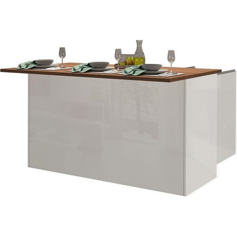 Isola da Cucina 3 Ante 155X90X90cm - NAUTILUS - Colore: Bianco Laccato Lucido-Rovere Wotan (1/8)