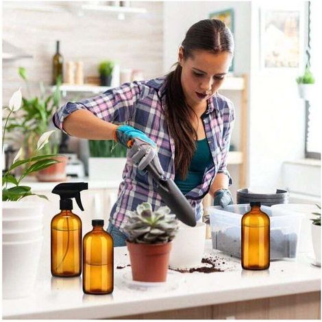 ALLIANDIS Flacons pulvérisateurs réutilisables en verre bronzé (lot de 3) - Pulvérisateur vide de 500 ml - Pour produits de nettoyage, aromathérapie et huiles essentielles (1/4)