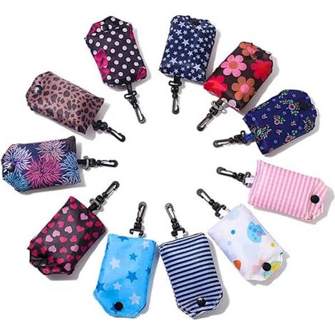 Lot de 6 sacs de courses pliables et réutilisables, écologiques et faciles à transporter, couleur aléatoire. (1/5)